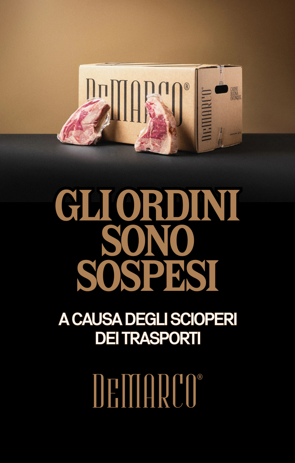 De Marco Carni: gli ordini sono sospesi a causa degli scioperi dei trasporti.